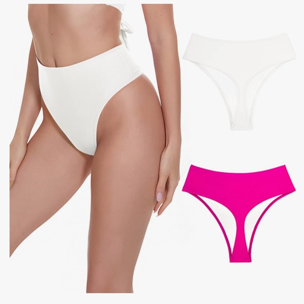🚘Kepblom Women's Thong Rave Bottoms High Waisted Bikini Bottom High Cut Panties